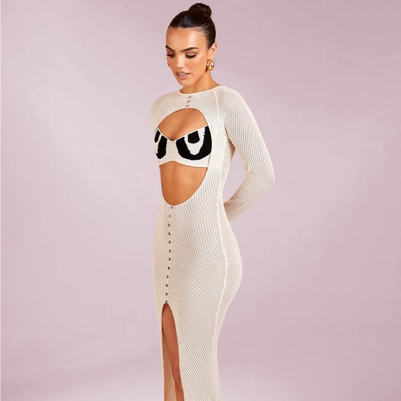CUT OUT KNIT MAXI DRESS IN EVE - Picture 1 of 5